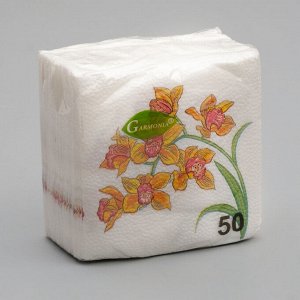 Салфетки бумажные Гармония цвета многоцветие Орхидея 50 л   863454