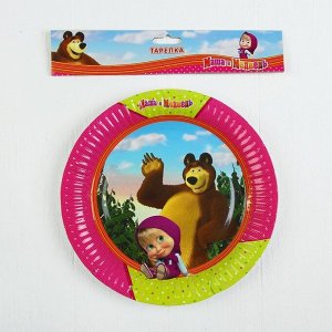 Тарелка бумажная «Маша и Медведь», 23 см, набор 6 шт.