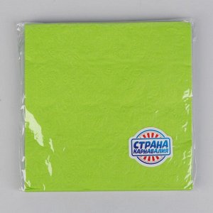 Салфетки бумажные, однотонные, выбит рисунок, 33х33 см, набор 20 шт., цвет светло-зелёный