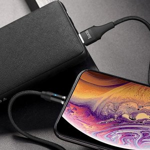 Кабель USB - Apple lightning Hoco U76 Fresh магнитный  120см 2A  (black)