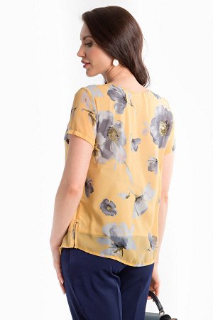 Блуза шифоновая (цветы на желтом) Б1446-1