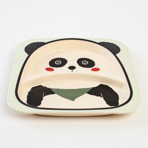 Набор бамбуковой посуды «Панда», 5 предметов: тарелка, миска, стакан, вилка, ложка