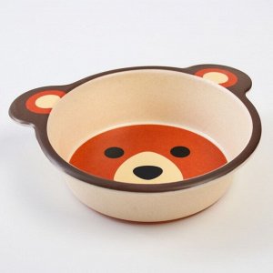 Набор бамбуковой посуды «Мишка», 5 предметов: тарелка, миска, стакан, вилка, ложка