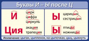 ШМ-13317 Карточка Буквы И - Ы после Ц (формат 61х131 мм)