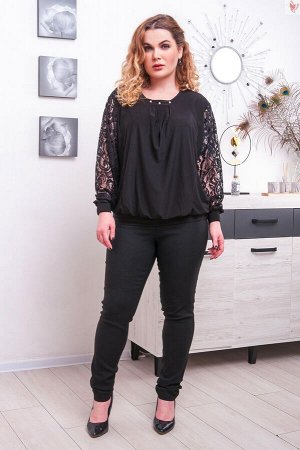 Комплект женский джеггинсы + блуза Бетта черный (52-66)