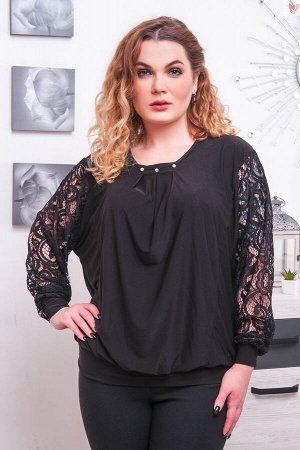 Комплект женский джеггинсы + блуза Бетта черный (52-66)