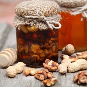 Мёд натуральный с грецким орехом и арахисом