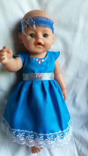 Одежда для куклы.Нарядное платье, повязка