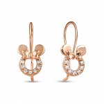 Серьги детские из золочёного серебра с фианитами