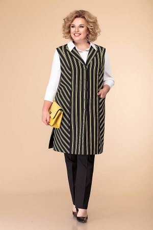 Блуза, брюки, жилет Romanovich Style Артикул: 3-1842 черный/горчица