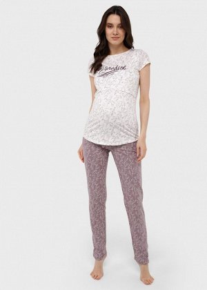 Пижама (футболка, брюки) для беременных и кормления "Стивен", капучино