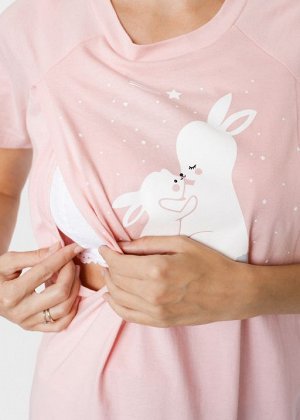 Хлопковая ночная сорочка для беременных и кормления "Патриция"; сухая роза