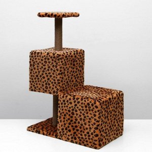 Домик-когтеточка "Трехэтажный разноуровневый" 66 х 36 х 94 см, леопард
