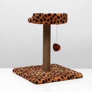 Когтеточка малая "Арена" с игрушкой, 40 х 40х 55 см, джут, леопард