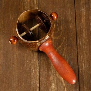 Музыкальный инструмент Маракас кокос с трещоткой 23х12х8 см