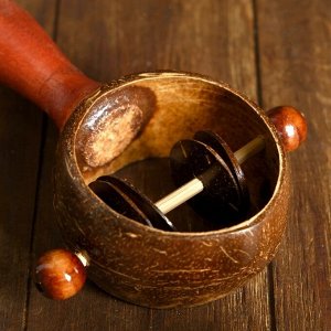 Музыкальный инструмент Маракас кокос с трещоткой 23х12х8 см