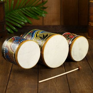 Музыкальный инструмент Барабаны тройные 33х17х11 см МИКС