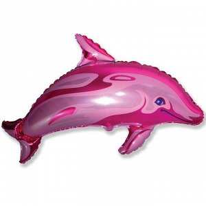 902546F Шар-фигура/ мини фольга, "Дельфин  розовый" (FM), 29 см х 48 см