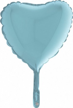 09021PB Шар-сердце   9"/23 см, фольга, голубой (GRABO)