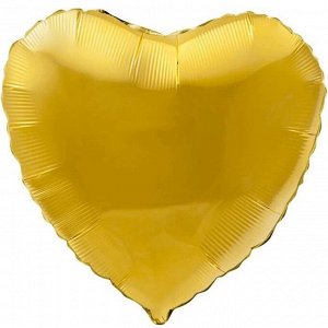 754733, 756089 Шар-сердце   9"/23 см, фольга, золото (Agura), с клапаном