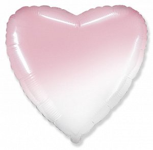 201500BGRS Шар-сердце 18"/46 см, фольга,  бело-розовый, градиент (FM)