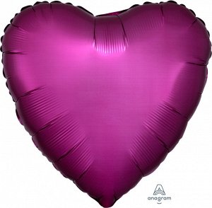 1204-0637, 3682801 Шар-сердце 18"/46 см, фольга,  сатин гранатовый/Pomegranate (AN)