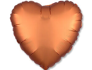 1204-0738, 38581 Шар-сердце 18"/46 см, фольга,  сатин оранжевый (AN)