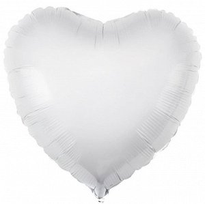 758113 Шар-сердце 18"/46 см, фольга, белый (Agura)