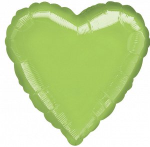 1204-0030 Шар-сердце 18"/46 см, фольга, зеленая липа (AN)