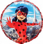 401580 Шар-круг, фольга, 18&quot;/46 см, &quot;Леди Баг/Rnd Ladybug&quot; (FM)