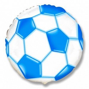 401506A Шар-круг, фольга, 18"/46 см, "Мяч футбольный", синий (FM)