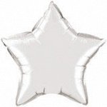 302500P Шар-звезда   9&quot;/23 см, фольга, серебро (FM)