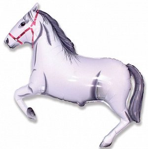 902625B, 1206-0131 Шар-фигура/ мини фольга, "Лошадь белая" (FM), 14"/36 см