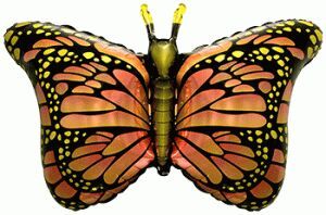 901778NA Шар-фигура, фольга, "Бабочка Монарх оранжевая" (FМ), 38"/97 см