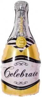 190417G Шар-фигура, фольга, "Бутылка шампанского, золото" (Falali), 39"/99 см