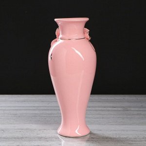 Ваза настольная "Кокетка", розовая лепка, цветы, 28 см, керамика