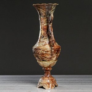 Ваза керамическая "Феона", напольная, под малахит, коричневая, 60 см, авторская работа