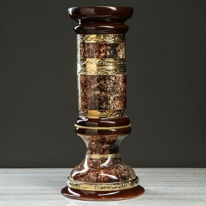 Ваза на колонне, коричневый, золото, 61 см, керамика