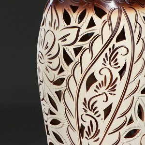 Ваза напольная "Эллада" коричневая, резная, 64 см, микс, керамика