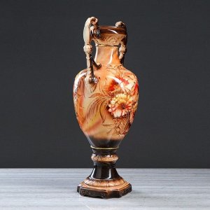 Ваза напольная "Флорена", хризантема, коричневая, 69 см, микс, керамика