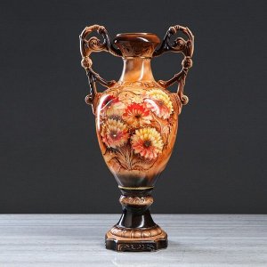 Ваза напольная "Флорена", хризантема, коричневая, 69 см, микс, керамика