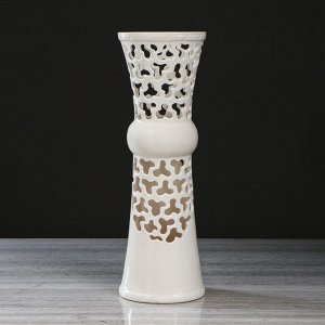 Ваза напольная "Тария", резная, белая, керамика, 40 см