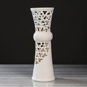 Ваза напольная "Тария", резная, белая, керамика, 40 см