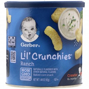 Gerber, Lil 'Crunchies, 8+ месяцев, ранчо, 1,48 унции (42 г)