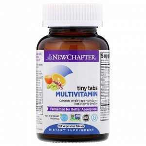 New Chapter, Multivitamin Tiny Tabs, полный витаминный комплекс на основе цельных продуктов, 192 вегетарианских таблетки