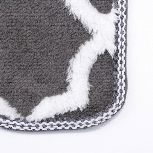 Набор ковриков для ванны и туалета Доляна «Трафарет», 2 шт: 40?50, 50?80 см, цвет серый
