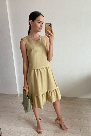 S1782 Платье с воланом в лимонном цвете