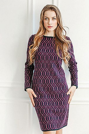 Платье вязаное 4010 К  Синий, пурпурный