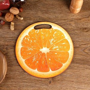 Доска разделочная и сервировочная круглая кухонная "Апельсин в разрезе", 26,5 см