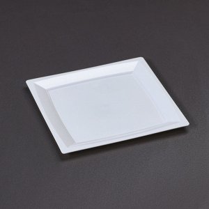 Тарелка одноразовая, квадратная, плоская, 18 см, цвет белый, 6 шт/уп